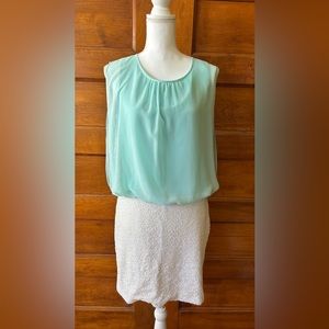 MM Couture blue and white blouson dress